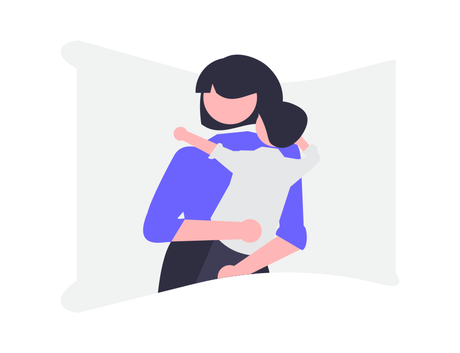 Illustration einer Mutter, die ihr schlafendes Kind im Arm hält