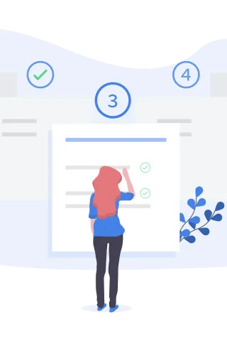 Illustration einer Person mit Formular