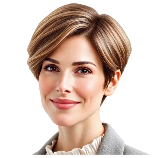 KI-generiertes Porträt von LAURA, der virtuellen DigGesV-Chatbot-Assistentin, mit kurzen braunen Haaren und freundlichem Gesichtsausdruck.